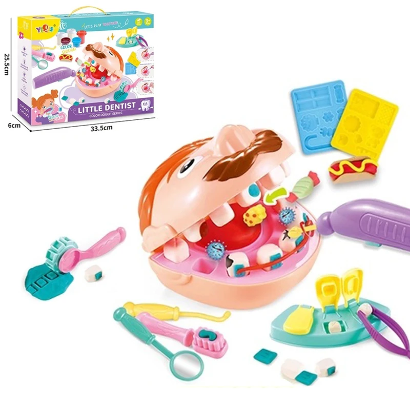 Kids Little Dentist Play Dough Set, Doctor Drill and Fill Playset, Educational Toy to Develop Creativity and Skills, Safe for Kids, Ages 3+
